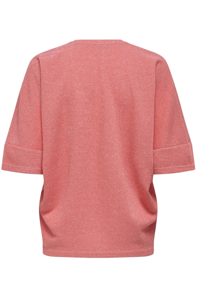 ONLIVY S/S GLITTER V-NECK TOP CS JR 15347713 DUBARRY/SILVER GLI